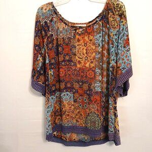 Colorful Bohemian Patchwork Top Womens XL By db